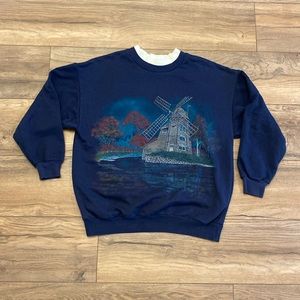 Vintage 90s Windmill Nutcracker Crewneck Sweatshirt Size Medium Double Collar